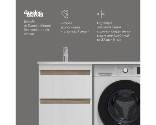 Тумба под столешницу для стиральной машины напольная AM.PM X-Joy 60 см 2 ящика белый глянец M85AFSX0602WG