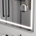 M91AMOX0653WG Универсальное зеркало с контурной Led-подсветкой, часами и косметическим зеркалом, 65 см