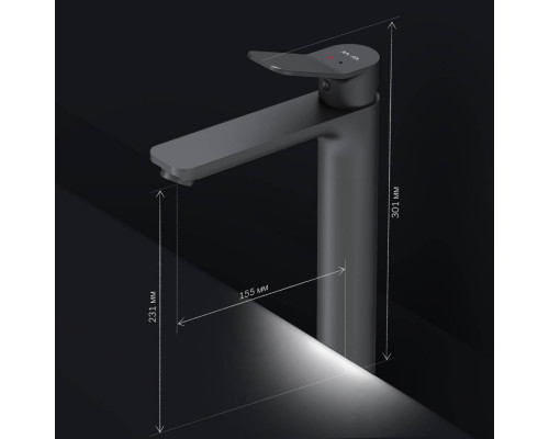 Смеситель для раковины высокий AM.PM X-Joy черный матовый F85A92022
