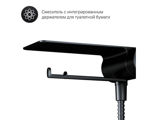Смеситель встраиваемый с гигиеническим душем и полкой AM.PM Like черный матовый F0202622
