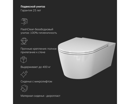 IS90151.8F1701 Инсталляция с подвесным унитазом FlashClean с сиденьем микролифт и клавишей