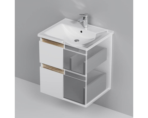 Тумба под раковину подвесная AM.PM X-Joy 55 см 2 ящика белый глянец M85AFHX0552WG