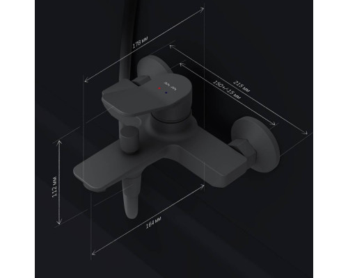 Смеситель для ванны и душа AM.PM X-Joy черный матовый F85A10022