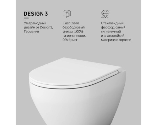 Унитаз подвесной AM.PM Spirit V2.0 FlashClean с сиденьем C701700SC